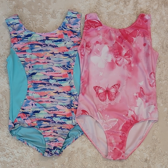 Cat & Jack Other - Bundle Girls Gymnastics Leotard One Piece Size 12/14 Butterfly Pink Cat & Jack